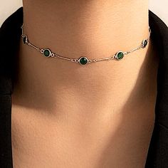 Sterling Silver Emerald Green Gemstone Choker Necklace Measures 15"-17.5" Adjustable Size Rings, Cuff, Bangle, Bracelets, Platinum, Sterling Silver, Gold, Unique, Beaded, Large, Big, Happy, Imperial, Smile, Chunky, Zodiac, Nameplate, Gen Z, Pastel, Chain, Cube, Stainless Steel, Smile, S Diamonds, Cubic Zirconia, Aquamarine, Emerald Rings, Sapphire, Ruby, Boho, Bohemian, Fashion, Handmade, Gem, Gemstones, Accessories, Fashionista, Crystals, Bling, Envywear, Stylish, Luxury, Fine, Pendant, Charm, Rose Gold Cuff Bracelet, Gemstone Choker Necklace, Rings Sapphire, Boho Statement Necklace, Emerald Rings, Necklace Matching, Gemstone Choker, Beaded Jewels, Cameo Necklace