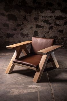 a chair made out of wood and leather