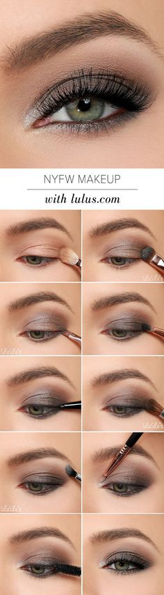 This NYFW-inspired eye makeup tutorial uses gray, black, and metallic silver eye shadows for the perfect night out-ready smoky eye. Make Up Mata, Cool Makeup, Smoky Eye Makeup Tutorial, Tutorial Eyeliner, Mekap Mata, Makeup 2018, Makeup 2017, Make Up Tutorials