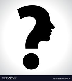 a black question mark in the shape of a man's head on a white background