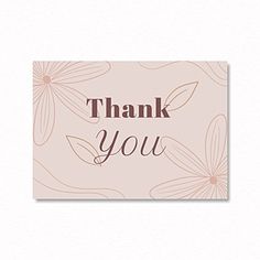 a pink thank card with flowers on it