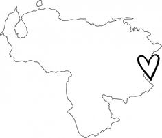 a black and white map with a heart in the country of brazil on it's side