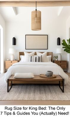 a bed with white sheets and pillows in a bedroom