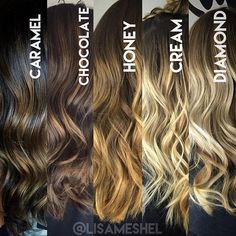 This is a great reference guide I like to show my clients when consulting about balayage. What's great is there are so many options whether you prefer warm or cool tones and if your hair is dark or light! Which one would you choose? Types Of Hair, Different Hair, Hair 2018, Ombré Hair, Hair Color Techniques, Natural Hair Color, Ombre Hair, Balayage Hair