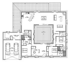 the floor plan for a house with two car garages and an open living area