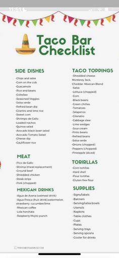 the taco bar checklist