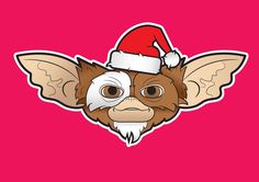 a bat with a santa hat on it's head