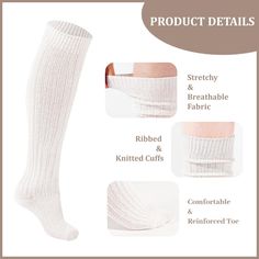 3 Pairs Wool Slouch Socks Knee High | Moon Wood Cream Socks For Winter, Warm Knee-high Socks, Soft Knee-high Socks, White Comfortable Leg Warmers, Comfortable Knee-high Socks, Thick White Winter Socks, Thick Warm White Socks, Soft White Knee-high Socks For Winter, Thick Knee-high Winter Socks