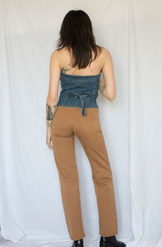 1990s Brown High Waisted Straight Jeans  Chevignon jeans Obsessed with this colour,so hard to find brown jeans Extremely flattering fit Best quality Forever piece Excellent vintage condition Fits : XXS-XS (marked size 26, fits like 24) (model wearing XS, slightly small) Material : 100% Cotton High Rise Brown Cotton Flare Jeans, Brown Cotton Flare Jeans With Five Pockets, Retro Mid-rise Brown Bottoms, Mid-rise Brown Flare Jeans, Retro Brown Mid-rise Bottoms, High Rise Brown Denim Jeans, Retro High-rise Brown Bottoms, Brown Straight Leg Flare Jeans, High Waist Brown Denim Pants