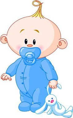 a baby with a pacifier in it's mouth next to a stuffed animal