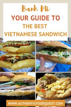 the vietnamese sandwhich recipe is shown in four different pictures with text overlay