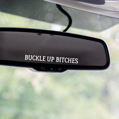 Buckle Up Bitches Mirror Decal - The Glam Thangz Rear View Mirror Vinyl, Cool Decals For Cars, Car Exterior Stickers, Cool Things To Put In Your Car, Fun Car Decals, Cute Stickers For Car, Western Car Stickers, Stickers For Cars Ideas, Jeep Decorations Interior