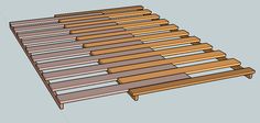 a wooden slatted bed frame is shown with no mattresses on the bottom