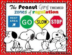 the peanuts gang goes to regulation go slow stop sign with cartoon characters on red background