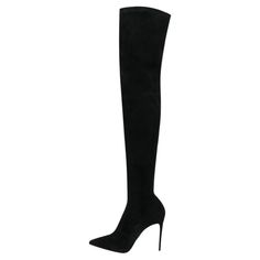 Le Silla Thigh-High Suede Boots Black, heeled 'Eva' boots designed with stretch, pull-on style. Detailed with pointed toe and high stiletto heel. Size – 36 Condition – Very Good Comes with – Box Thigh High Suede Boots, Black Suede Boots, Designer Boots, Suede Boots, Thigh Highs, Black Boots, Stiletto Heels, Clothing And Shoes, Shoe Boots