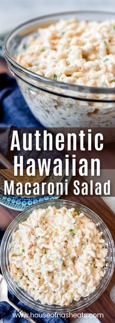 this is an image of authentic hawaiian macaroni salad