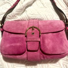 Reposhing This Item I Purchased From @Marcikahan. Loved It, But Ready To Rotate For Something New. Questions? Leave A Comment Below! 70s Fashion, Coach Pink Bag, Barbie Purse, Vintage Coach Bag, Vintage Coach Bags, Buy List, Coach Bag, Pink Suede, Vintage Coach