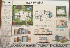 an architectural plan for a villa project on a boarder's paper with information about the plans