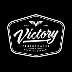 the victory performance physical therapy logo on a black background with white lettering that reads, since many