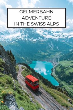 a red bus driving down the side of a mountain