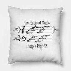 a pillow with the words, how to read music? and some notes on it