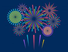 colorful fireworks on a dark blue background