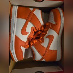 Orange 12c Jordans Never Worn Hightop Nike, Nike Dunks High, Nike High, Poshmark Shoes, Nike Dunk High, Dunk High, Red Nike, Nike Sb Dunks, Nike Kids