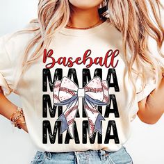 Team Mom Baseball, Baseball Shirt Designs, Bow Shirts, Team Mom, Baseball Mom, Baseball Shirts, Sport T Shirt