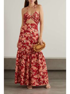 PEONY + NET SUSTAIN Reminisce floral-print organic cotton and ECOVERO™-blend maxi dress | NET-A-PORTER Peony Swimwear, Long Length Dresses, Best Wedding Guest Dresses, Denim Trends, Now Is The Time, The Calendar, Wedding Guest Dresses, Tier Skirt