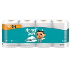 four rolls of angel soft toilet paper