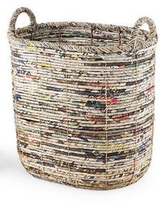 a large woven basket with handles