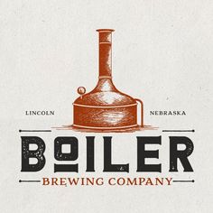 the logo for boiler brewing company is shown in red and brown colors on a white background