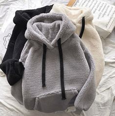 Super comfortable fluffy soft unisex hoodies!! Wool Sweaters Womens, Winter Hoodie, Loose Coats, Winter Hoodies, Collars For Women, Warm Jacket, Grey Fashion, Womens Fall, Outfits Casuales