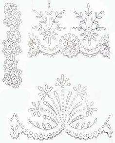 four different lace designs, one with flowers and the other with leaves on it's sides