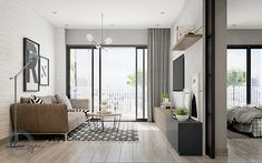 50m2 Small Apartment in the Scandinavian style on Behance Modern 50m2 Apartment, Small Condo Decorating, Small Condo, Modern Botanical, Scandinavian Style Interior, Apartment Layout, Small Apartment Decorating, Apartment Interior Design, Apartment Interior