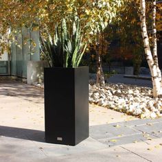 a tall planter sitting on top of a sidewalk