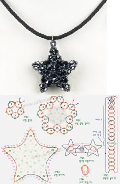 an ornament made out of beads is shown next to the instructions for how to make it