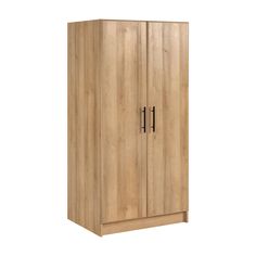 a tall wooden cabinet with two doors