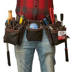 100% TOP GRAIN GENUINE LEATHER TOOL BELT EASY TO USE- With so many pockets for each tool, you'll never run out of room. Perfect for any project, from handyman work to everyday heavy lifting for carpenters, construction workers, electrical engineers, carpenter tools, framers, and more! This leather tool belt bag is capable of handling any task. STORAGE- Deep compartments for nut and bolts, nail and screw storage, tape measure hanger, pencil holders, hammer holders, nail puller holders, and much more. QUALITY - sturdy construction that will last! Heavy-duty, designed to withstand the rigors of daily use. Carpenter Belt, Punk Tactics, Carpenter Tool Belt, Leather Tool Belt, Duty Belt, Carpenter Work, Work Apron, Tool Belts, Carpenter Tools