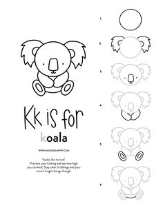 the letter k is for koala worksheet with an image of a koala