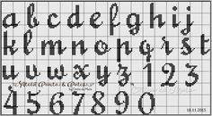 a cross stitch pattern with the letters and numbers for each letter, which have been drawn in