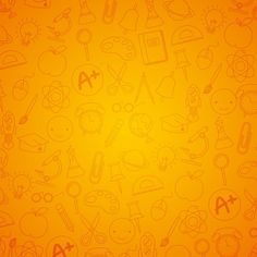 an orange background with many different symbols on it