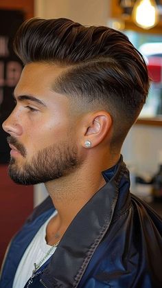 Classy Mens Haircut, Tapered Fade Men, Men’s Mid Taper Fade, Fade With Long Hair On Top, Low Fade Haircut Mens, Comb Over Men, Tapered Beard, Taper Fade Haircuts, New Men Hairstyles