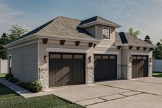 a two car garage is shown in this rendering