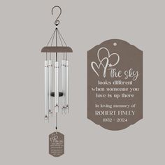 Custom Memorial Wind Chime for Loss of Loved One Loved One In Heaven, Memorial Wind Chimes, Engraved Metal, Bereavement Gift, Metal Engraving, Lost Love, Brown Silver, Wind Chime, In Loving Memory