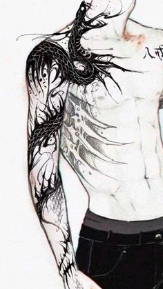 Scary Back Tattoos For Guys, Chest Tattoo Men One Side, Full Body Lightning Tattoo, Reverse Blackout Tattoo, Guy Spine Tattoo, Spine Tattoos Goth, Icicle Tattoo, Aesthetic Back Tattoo Men, Horror Back Tattoo