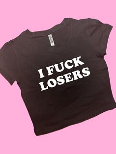 Losers SNUG FIT Crop Top | Crop Top | Graphic Top | Gift For Her | Y2K  Tee | Y2K crop top | Gift for friend | Baby Tee Comfy Top to Lounge in! Actual item may be lighter/darker than pictured. M A T E R I A L S - SNUG FIT - 100% RING SPUN COTTON - Shoulder Taping S I Z I N G - Size chart is available on our listing photos. S H I P P I N G  &  P R O D U C T I O N  T I M E - Production Time is 5 Business Days. (May be delayed during the Holiday Season) - Shipping Time is 2-6 Business Days. (May be Y2k T Shirt, Funky Shirts, Silly Shirt, Bauchfreies Top, Y2k Crop Top, Shirt Y2k, Graphic Crop Top, Weird Shirts, Workout Crop Top