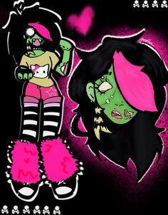 Emo Scene Kid, Pfp Emo, Scene Emo Art, Scene Kid Art, Scenecore Art, Zombie Drawings, Cute Zombie, Scene Core, Scene Drawing