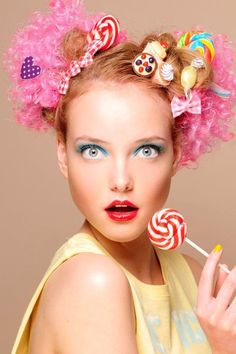 Candy Art...By Artist Unknown... Editorial Hair, Bows Diy, Wacky Hair, Easter Hair Bow