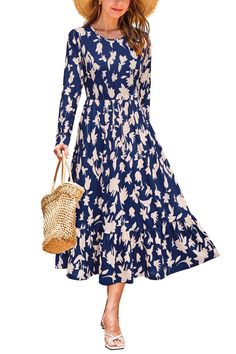 PRICES MAY VARY. Long Sleeve Dress for Women: S=US 4-6, M=US 8-10, L=US 12-14, XL=US 16-18. Casual loose style, please check the size chart carefully before purchasing! Designed with a soft and lightweight fabric, The womens midi dress ensures all-day comfort in spring, summer and fall Fall Maxi Dress Design: This casual dresses for women features a classic crewneck, empire waist, side pockets and the special tiered hemline make it look more pretty and cute. It's the great choice for early fall Women’s Winter Dresses, Petite Winter Dresses, Flowy Wedding Guest Dress, Midi Dress A Line, Casual Winter Dress, Older Women Dresses, Fall Cocktail Dress, Fall Maxi Dress, Fall Cocktail